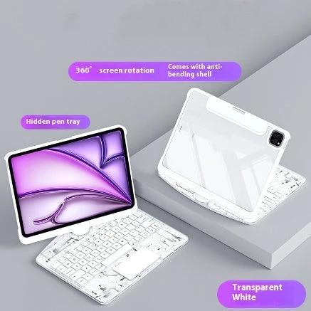 360 Swivel Keyboard Clear Case For IPad Smart Trackpad Bluetooth-compatible Keyboard Case Cover With Pen Slot - MANDOTOS