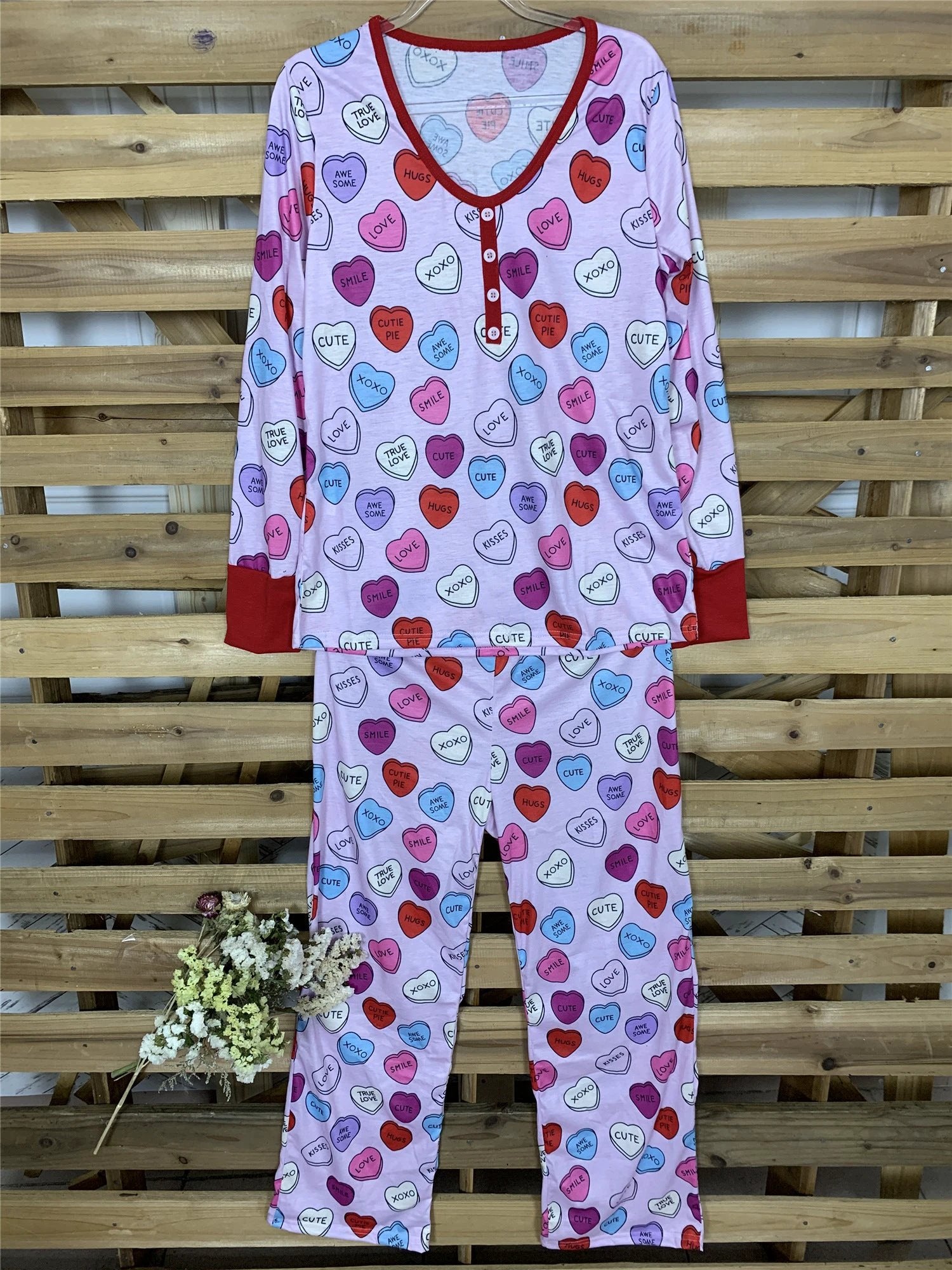 Valentine's Day Love Print Pajamas - Parent Child Matching Set - MANDOTOS