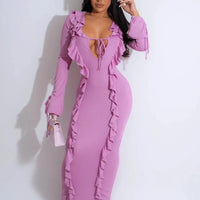 Pure Color Tied Stringy Selvedge Dress MANDOTOS