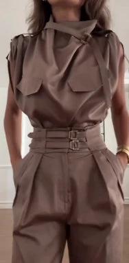 Shoulder Slimming Waist - slimming Belt Decoration Blouse And Pants - MANDOTOS INTERNATIONAL0