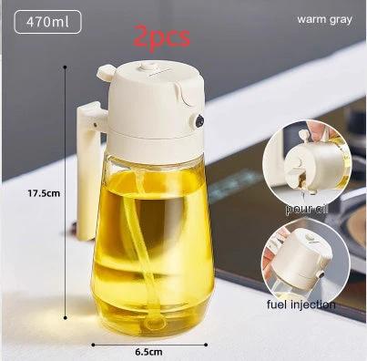 470ML Olive Oil Sprayer Dispenser For Cooking BBQ 2 In 1 Glass Oil Vinegar Soy Sauce Spray Kitchen Oil Bottle For Air Fryer - MANDOTOS