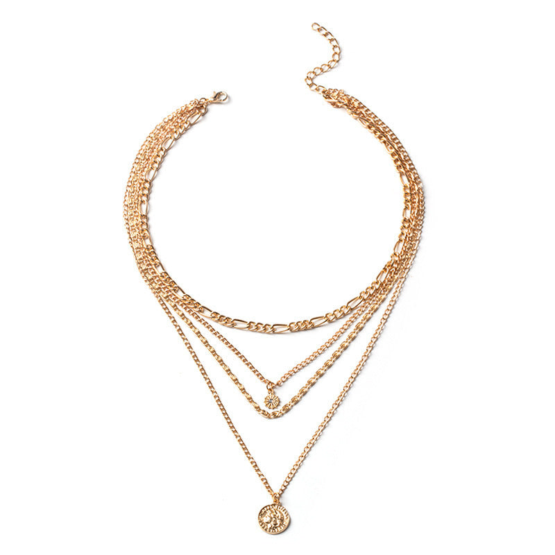 Chunky Gold Necklace Chunky Charm Necklace For Women Layered Gold Necklace For Women Silver Coin Necklace Jewelry Gifts For Women - MANDOTOS
