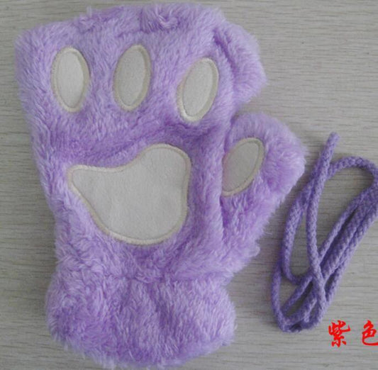 Winter Lovely Half Cover Paw Bear Cat Claw Gloves Short Finger MANDOTOS