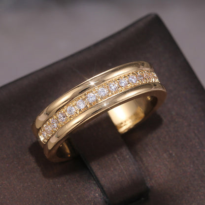 Simple Golden Sliver Rhinestones Ring Copper Plated RIngs Fashion Jewellery - MANDOTOS