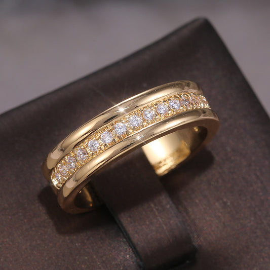Simple Golden Sliver Rhinestones Ring Copper Plated RIngs Fashion Jewellery - MANDOTOS