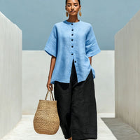 Linen Blend Cardigan Top & Cropped Wide-Leg Pants Set – 5 Colors S–3XL