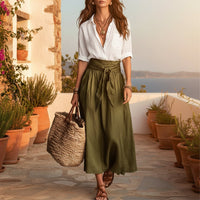 Button-Down Shirt & Straight Skirt Two-Piece Set - MANDOTOS INTERNATIONALTwo-Piece Set