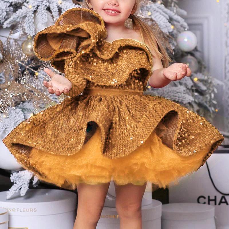 AutumnWinter One Shoulder Dress Girls Walking Dresses - MANDOTOS INTERNATIONAL0