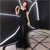 Fishtail Long Summer Sequins Sling Evening Dress Banquet MANDOTOS
