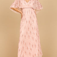 Beaded Gown with Half Cape