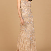 Beaded Cap Sleeve Gown | Lara 28863