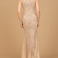Beaded Cap Sleeve Gown | Lara 28863