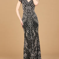 Cap Sleeve Mermaid Beaded Gown
