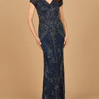 Cap Sleeve Mermaid Beaded Gown
