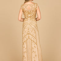 Lara 28876 - Beaded Cap Sleeve Sheath Gown - MANDOTOS INTERNATIONALDress