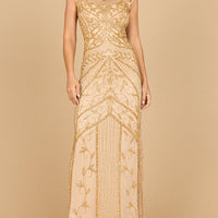 Lara 28876 - Beaded Cap Sleeve Sheath Gown - MANDOTOS INTERNATIONALDress