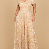 Off Shoulder A-Line Floral Gown | 28882