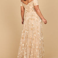 Off Shoulder A-Line Floral Gown | 28882