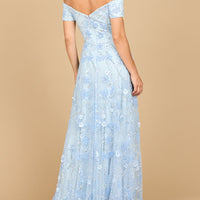 Off Shoulder A-Line Floral Gown | 28882