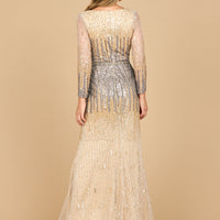 Mermaid, Beaded Long Sleeve Gown | 28886 - MANDOTOS INTERNATIONALDress