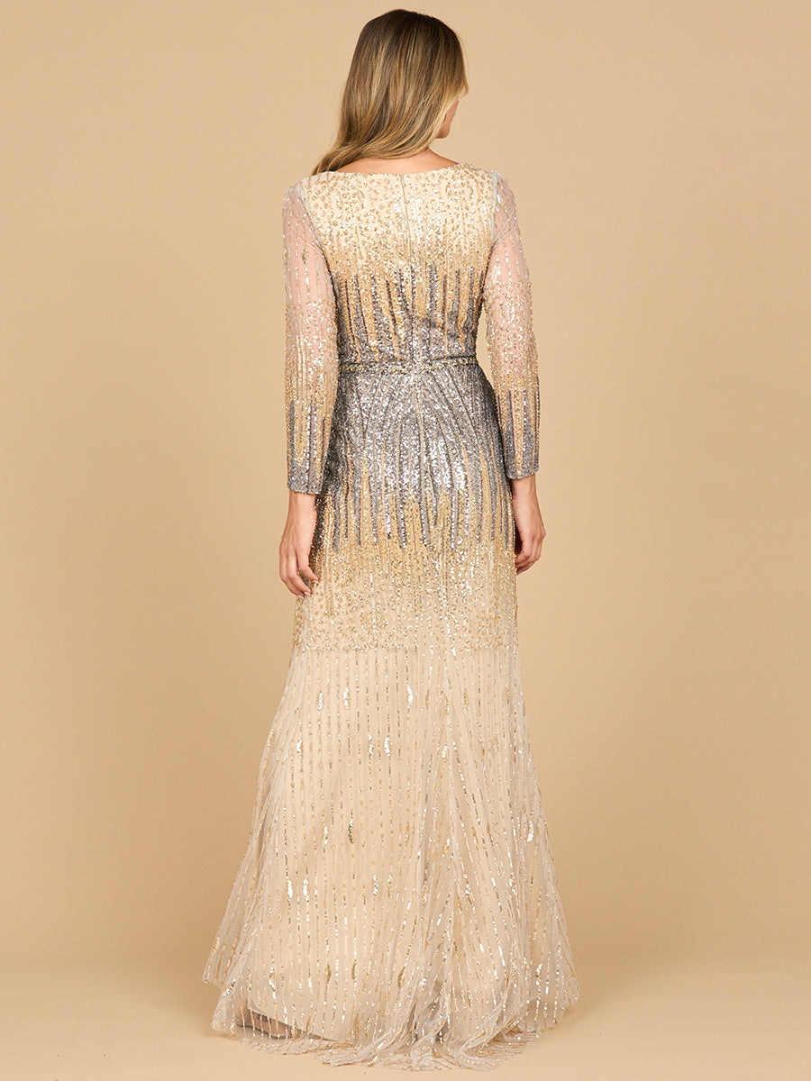 Mermaid, Beaded Long Sleeve Gown | 28886 - MANDOTOS INTERNATIONALDress