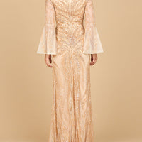 Lara 28887 - High Neck Beaded Dress with Bell Sleeves