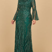 Lara 28887 - High Neck Beaded Dress with Bell Sleeves