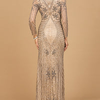 Lara 28888 Long Sleeve Beaded Gown - Exquisite design for an elegant look! - MANDOTOS INTERNATIONALDress