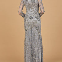 High Neck, Long Sleeve Beaded Gown | 28889