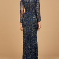 High Neck, Long Sleeve Beaded Gown | 28889
