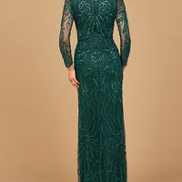 High Neck, Long Sleeve Beaded Gown | 28889