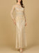 Illusion Neck, Long Sleeve Beaded Gown - MANDOTOS INTERNATIONALDress