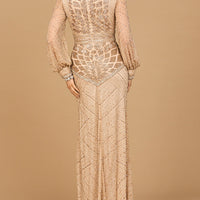 V Neck Beaded Long Sleeve Maxi Dress