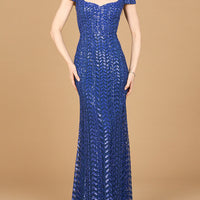 Beaded Gown with Glamourous Cap Sleeves - MANDOTOS INTERNATIONALDresses