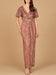 Fully Beaded Gown with Flutter Sleeves