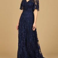 Elegant Cape Sleeve A-line Gown