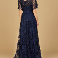 Elegant Cape Sleeve A-line Gown