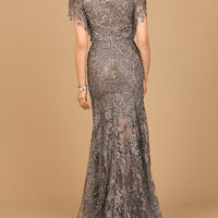 Cap Sleeve Mermaid V-neck Gown - MANDOTOS INTERNATIONALDress