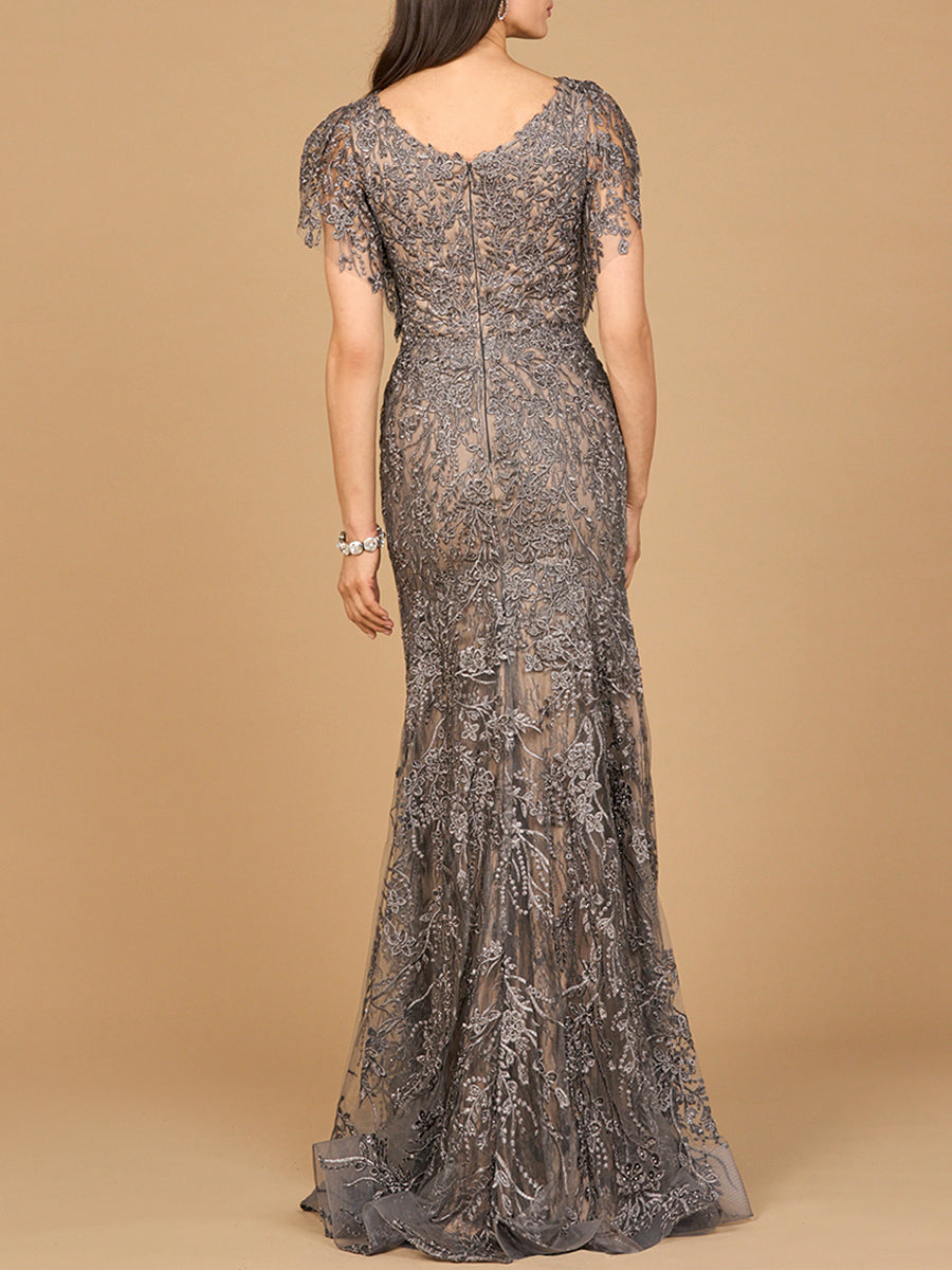 Cap Sleeve Mermaid V-neck Gown - MANDOTOS INTERNATIONALDress