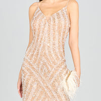 Lara 28859 - Spaghetti Strap Beaded Cocktail Dress