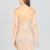 Lara 28859 - Spaghetti Strap Beaded Cocktail Dress