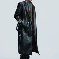 Wide Shoulder Fur Metal Belt Waist Long-cut Coat - MANDOTOS