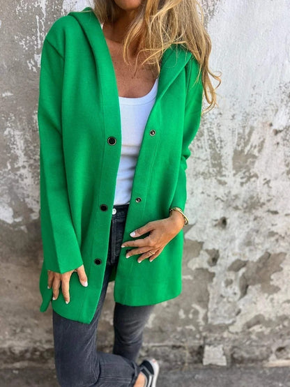 Casual Hooded Single-Breasted Cardigan Fashion Loose Solid Color Jacket Spring And Autumn Women's Clothing - MANDOTOS