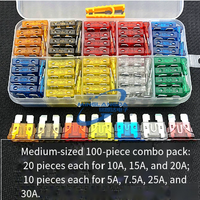 Car Protection Fuse Kit 100-Piece by MANDOTOS INTERNATIONAL: color-coded automotive fuses in a clear plastic case