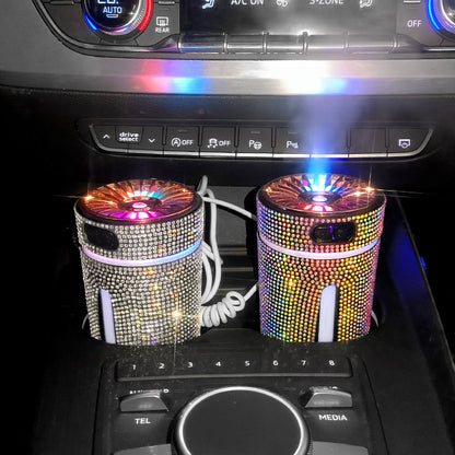 Luxury Diamond Car Humidifier LED Light Car Diffuser Auto Air Purifier Aromatherapy Diffuser Air Freshener Car Accessories For Woman - MANDOTOS