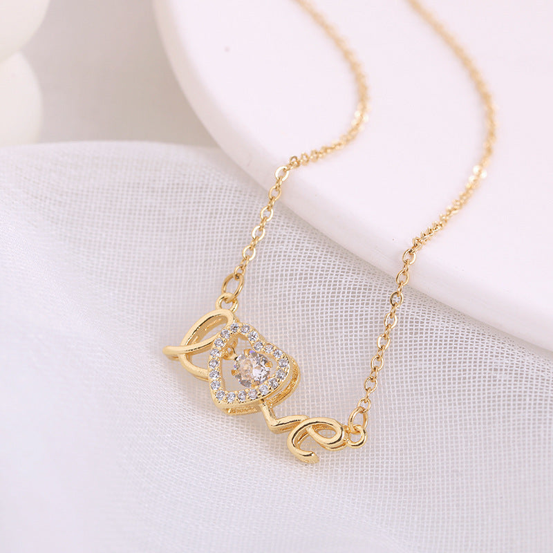 Valentines Day Gift New Titanium Steel Necklace Fashion New Love Smart Necklace Female Clavicle Chain Fashion Jewelry Woman - MANDOTOS