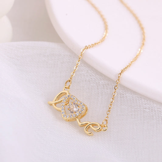 Valentines Day Gift New Titanium Steel Necklace Fashion New Love Smart Necklace Female Clavicle Chain Fashion Jewelry Woman - MANDOTOS