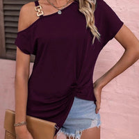 Women Clothes Off Shoulder Blouse Summer Irregular Design Tops Shirt - MANDOTOS INTERNATIONAL0