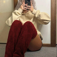 Cozy Winter Knee-High Fuzzy Socks for Cold-Proof Comfort - MANDOTOS