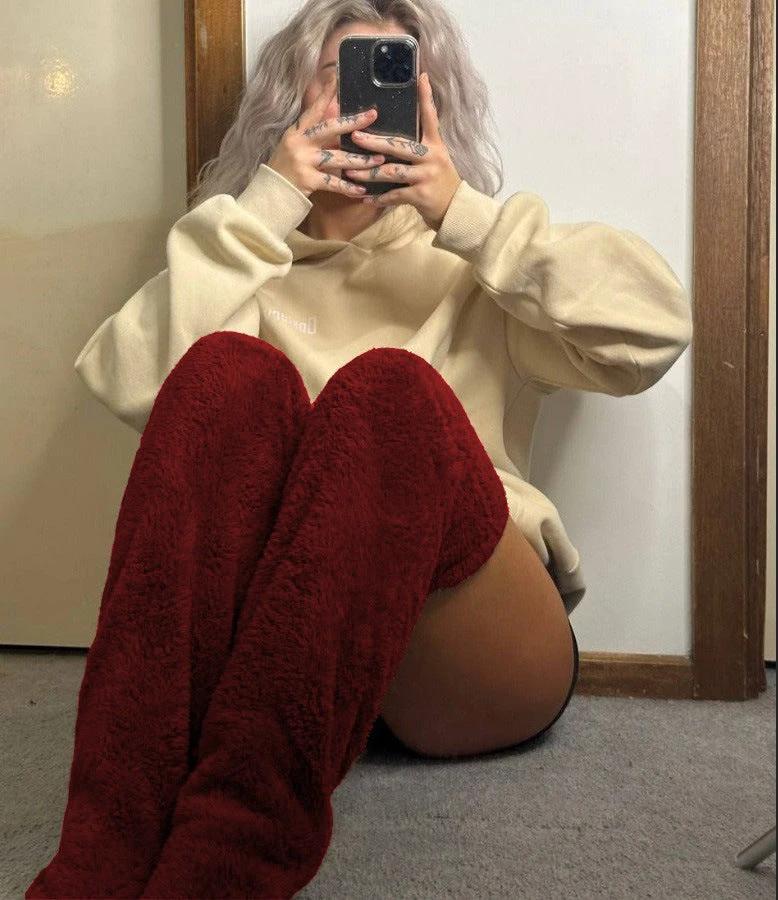 Cozy Winter Knee-High Fuzzy Socks for Cold-Proof Comfort - MANDOTOS